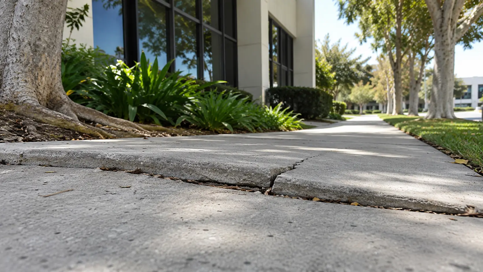 Raised concrete joint that can become a trip hazard